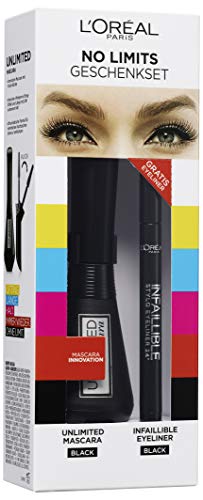 L 'Oréal Paris Set de regalo: Unlimited Mascara y gratis infaillible Eyeliner, 3 Pack (3 x 20 ml)