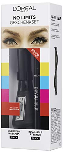 L 'Oréal Paris Set de regalo: Unlimited Mascara y gratis infaillible Eyeliner, 3 Pack (3 x 20 ml)