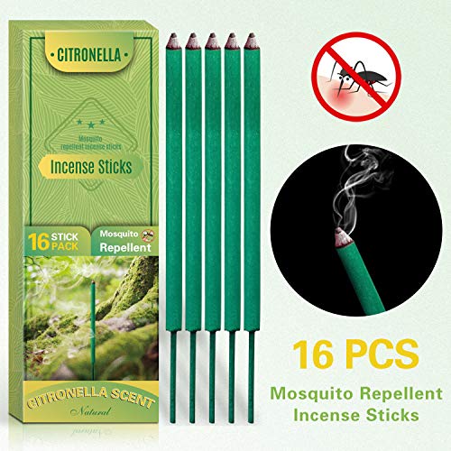 LA BELLEFÉE 16 Varitas de Incienso Citronela Anti Mosquitos Repelente para Mosquitos Insectos en Casa al Aire Libre Jardín, Camping, Pesca, Balcón, Patio (Tamaño Grande)