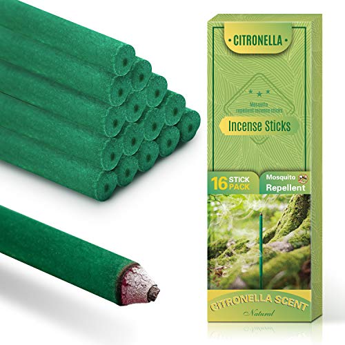LA BELLEFÉE 16 Varitas de Incienso Citronela Anti Mosquitos Repelente para Mosquitos Insectos en Casa al Aire Libre Jardín, Camping, Pesca, Balcón, Patio (Tamaño Grande)