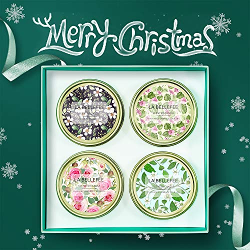 LA BELLEFÉE Vela Perfumada de 100% Soja Naturales Decorativa Aromaterapia Set de Regalo para Amigos Familiares Novios Cumpleaños San Valentín Navidad Festivales y Fiestas