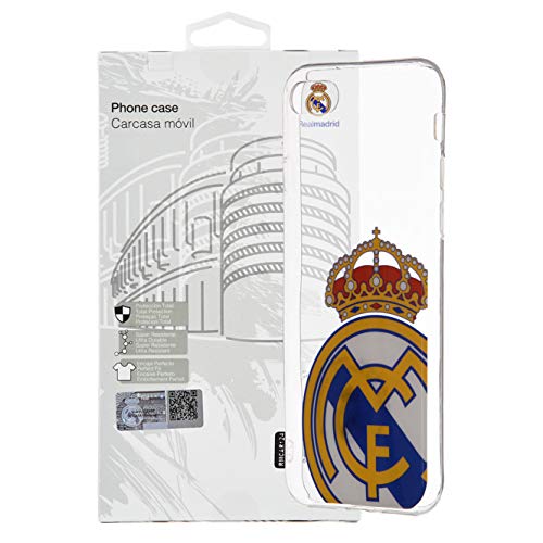 LA CASA DE LAS CARCASAS Funda Oficial del Real Madrid Escudo Transparente para iPhone 6 Plus - 6s Plus. Protege tu iPhone con los Colores y el Escudo del Real Madrid