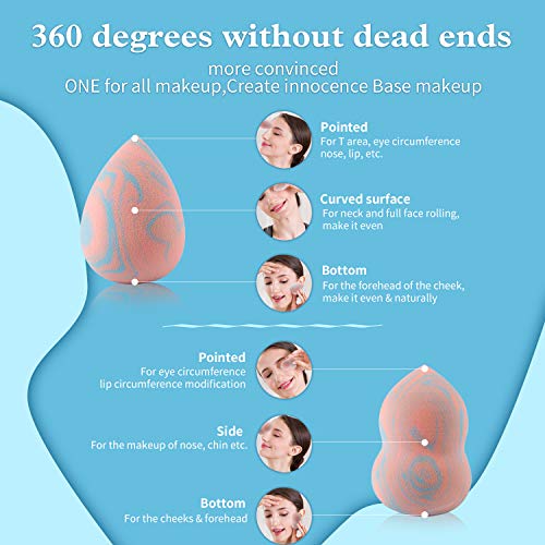 La esponja de maquillaje, las esponjas de base de Blender, la licuadora de belleza, Esponja de maquillaje de belleza para base de maquillaje completa （5PCS）