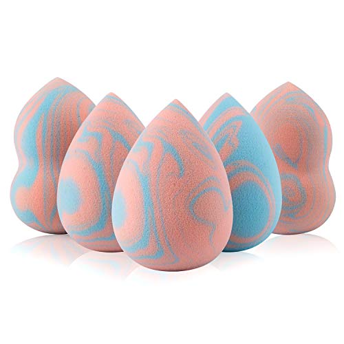 La esponja de maquillaje, las esponjas de base de Blender, la licuadora de belleza, Esponja de maquillaje de belleza para base de maquillaje completa （5PCS）
