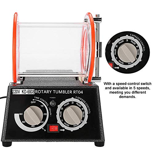 La máquina pulidora de tambores de joyería, rotación en dos direcciones, se puede rotar regularmente (10, 20, 30, 40, 50min), ajustable en 5 tipos de joyas brillantes de excelente velocidad(EU)