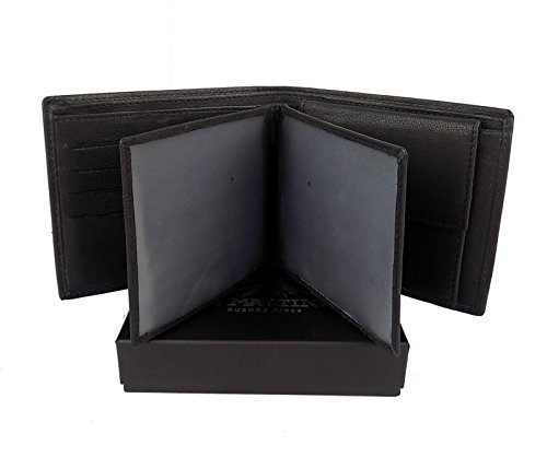 La Martina Cartera de cuero genuino para hombre, color Negro, talla Talla Unica