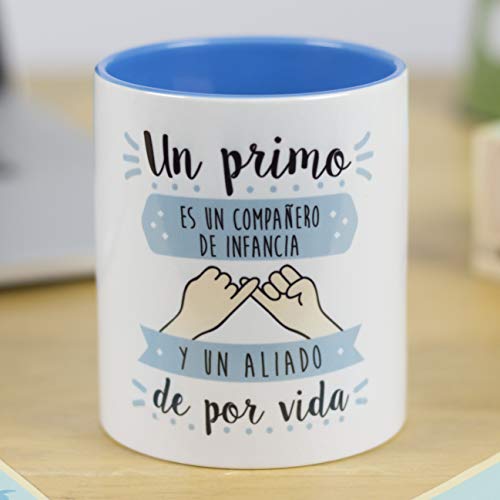 La mente es Maravillosa - Taza con Frase y Dibujo Divertido (Un Primo es un compañero de Infancia y un aliado de por Vida) Taza Regalo Primo