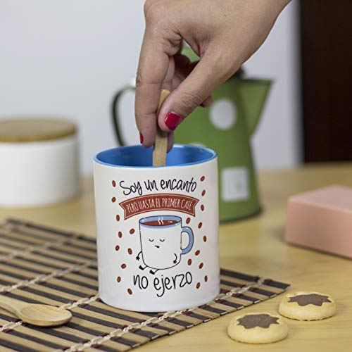 La mente es Maravillosa - Taza con Frase y Dibujo. Regalo Original y Gracioso (Soy un Encanto Pero hasta el Primer café no ejerzo) Taza Diseño Café