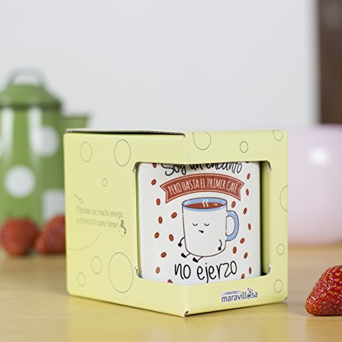 La mente es Maravillosa - Taza con Frase y Dibujo. Regalo Original y Gracioso (Soy un Encanto Pero hasta el Primer café no ejerzo) Taza Diseño Café