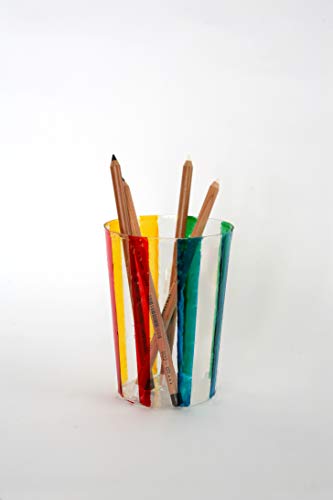 La Pajarita 999994C, Kit Pintura Cristal al Agua + Pincel, 6 Colores Brillantes y Transparentes