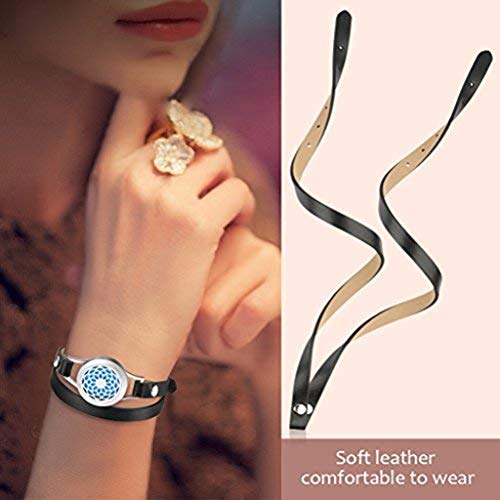 La pulsera de difusión de aceite esencial, la correa de cuero de la pulsera del aroma del acero inoxidable con los regalos de cumpleaños creativos alivia fatiga, lanza la tensión,Black