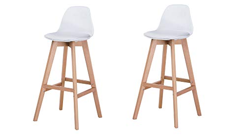 La Silla Española Salou Taburete, Telas, Blanco, 97cm (Alto) x 41cm (Fondo) x 43.5cm (Ancho)