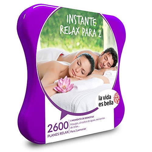 LA VIDA ES BELLA - Caja Regalo mujer hombre pareja idea de regalo - Instante relax para 2 - 2600 planes relax como masajes, rituales de belleza y circuitos de agua