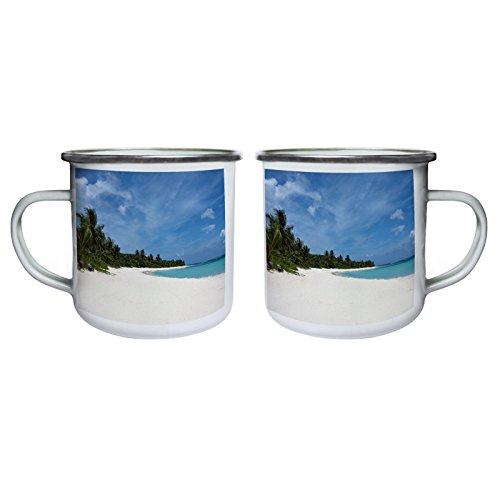 La vida es bella La playa del mundo Retro, lata, taza del esmalte 10oz/280ml b962e