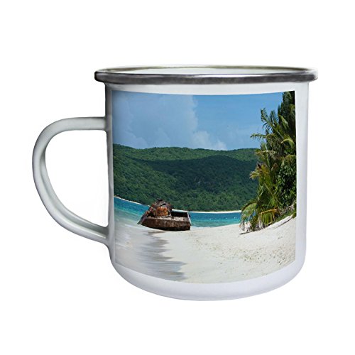 La vida es bella La playa del mundo Retro, lata, taza del esmalte 10oz/280ml b963e