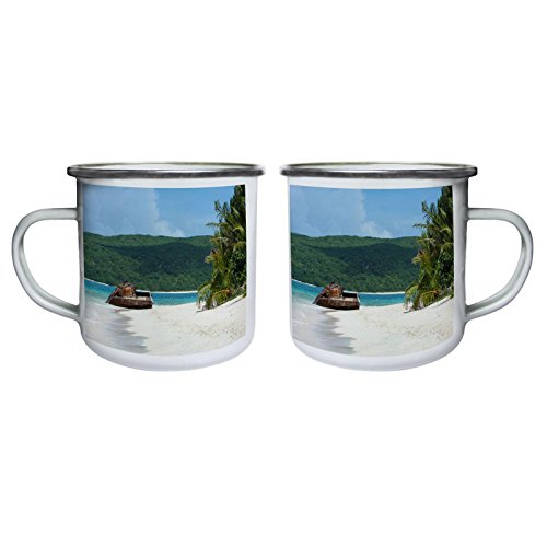 La vida es bella La playa del mundo Retro, lata, taza del esmalte 10oz/280ml b963e