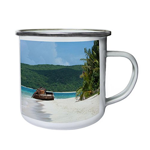 La vida es bella La playa del mundo Retro, lata, taza del esmalte 10oz/280ml b963e