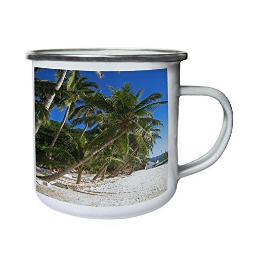 La vida es bella La playa del mundo Retro, lata, taza del esmalte 10oz/280ml b971e