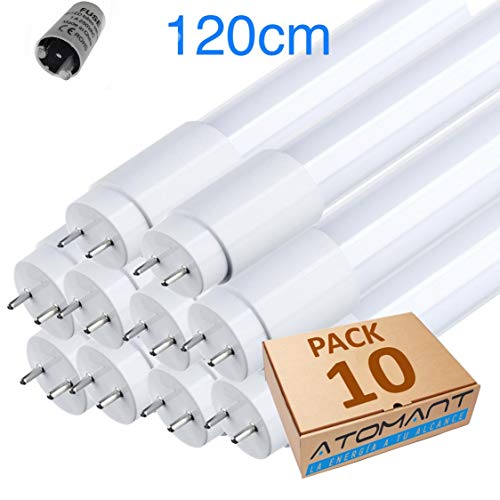 (LA)10x Tubo de LED 360 grados, 120cm, blanco frío (6500K). Standard T8 G13-18w - luz blanca - 1800 lumenes. Venta desde ESPAÑA- Envio gratis