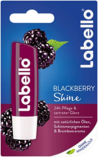 LABELLO Blackberry Shine - Lápiz de labios con brillo rojo y pigmentos brillantes, cuidado de labios sin aceites minerales, 4,8 g
