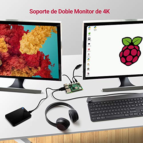 LABISTS Raspberry Pi 4 8GB Kit Incluido Tarjeta SD 128GB Precargada con Raspberry Pi OS, Ventilador, 3 Disipadores de Calor, 5.1V 3A Tipo C con ON/Off, 2 Micro HDMI, Caja y Lector de Tarjetas