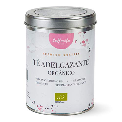 LaBonita Nature, Té Adelgazante quemagrasa para pérdida de peso. 100% Orgánico. Compuesto de té rojo pu-erh, manzana, hibisco, escaramujo y cola de caballo, [Calidad Premium], Lata granel, 100