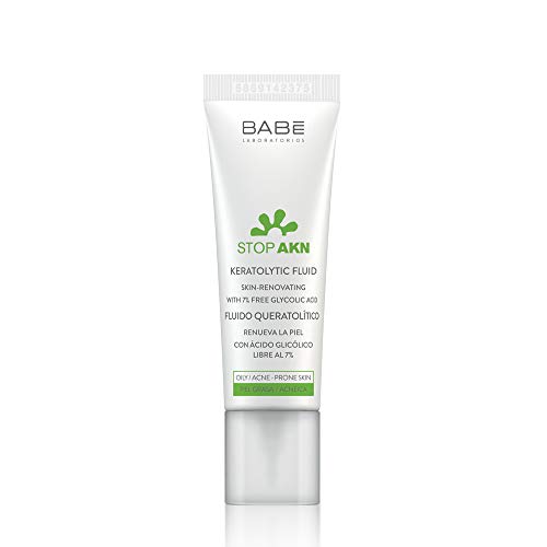 Laboratorios Babé - STOP AKN Fluido Queratolítico 30 ml, Para Piel Grasa, Tratamiento Facial Acné, Ácido Glicólico, Renovación Celular, Disminución de Marcas y Cicatrices