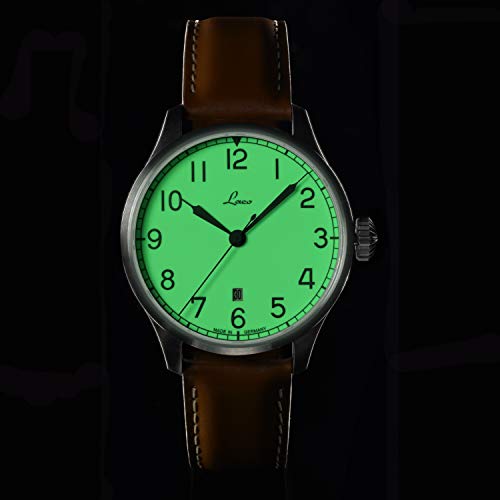 LACO Valencia 861651.2 - Reloj de pulsera para hombre (correa de piel de becerro marrón, cristal de zafiro, diámetro 42 mm, automático, incluye estuche)