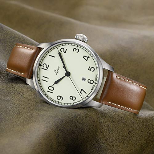 LACO Valencia 861651.2 - Reloj de pulsera para hombre (correa de piel de becerro marrón, cristal de zafiro, diámetro 42 mm, automático, incluye estuche)