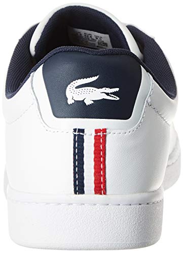 Lacoste Carnaby EVO TRI1 SMA, Zapatillas para Hombre, Blanco (Wht/Nvy/Red), 42.5 EU