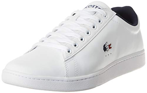 Lacoste Carnaby EVO TRI1 SMA, Zapatillas para Hombre, Blanco (Wht/Nvy/Red), 42.5 EU