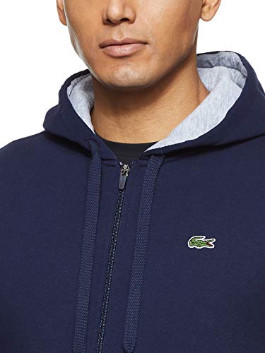 Lacoste Sport SH7609 Sudadera con Capucha, Azul (Marine/Argent Chine), Small (Talla del Fabricante: 3) para Hombre