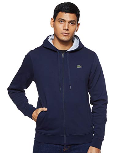 Lacoste Sport SH7609 Sudadera con Capucha, Azul (Marine/Argent Chine), Small (Talla del Fabricante: 3) para Hombre