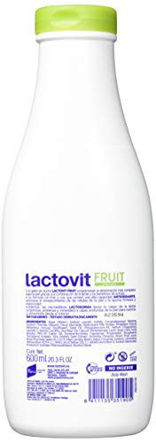 Lactovit - Gel de Ducha Hidratante Fruit Antiox Elasticidad y Cuidado con Kiwi y Uva, para Pieles Normales y Secas - 600 ml