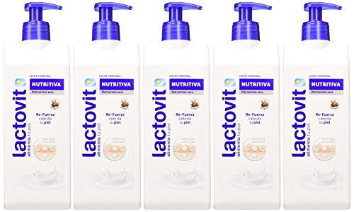 Lactovit - Leche Corporal Nutritiva con Protein Calcium y Manteca de Karité, para Pieles Normales y Secas - Pack de 5 x 400 ml