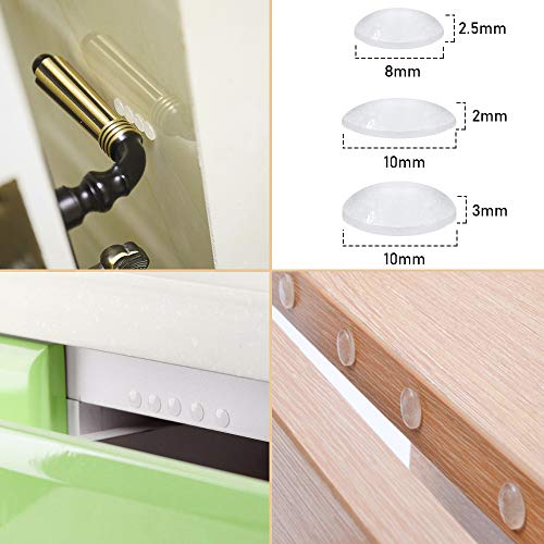 Lagrimas Silicona, SANGGI 290 Piezas Topes Adhesivos Transparentes, Pies de Goma Transparentes, Almohadilla Autoadhesiva,Amortiguación de Ruido,protector antigolpes,búfer muebles,(5 tamaños)