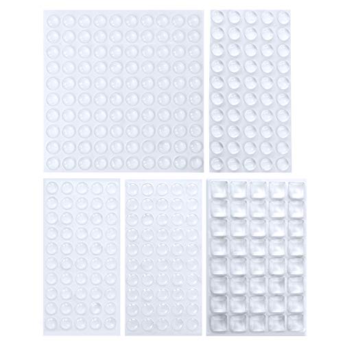 Lagrimas Silicona, SANGGI 290 Piezas Topes Adhesivos Transparentes, Pies de Goma Transparentes, Almohadilla Autoadhesiva,Amortiguación de Ruido,protector antigolpes,búfer muebles,(5 tamaños)