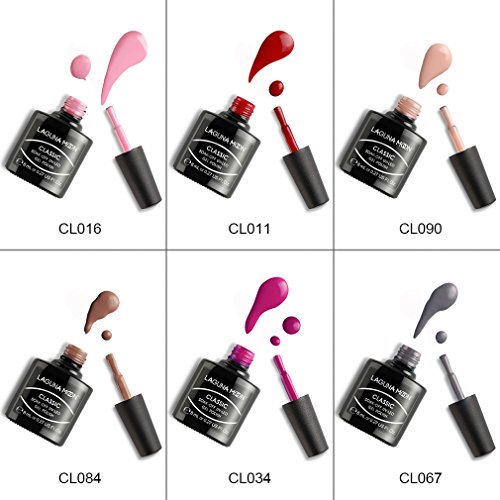 Lagunamoon Esmaltes de Uñas, Esmaltes de Gel Uñas UV LED, 6pcs Kit de Esmaltes Semipermanentes para Uñas, Set de Regalo de Uñas de Gel de Colores, Pintauñas para Manucira Profesional - 009