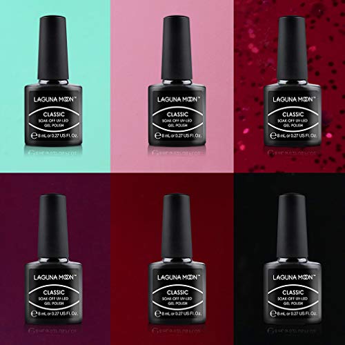 Lagunamoon Esmaltes de Uñas, Esmaltes de Gel Uñas UV LED, 6pcs Kit de Esmaltes Semipermanentes para Uñas, Set de Regalo de Uñas de Gel de Colores, Pintauñas para Manucira Profesional - 006