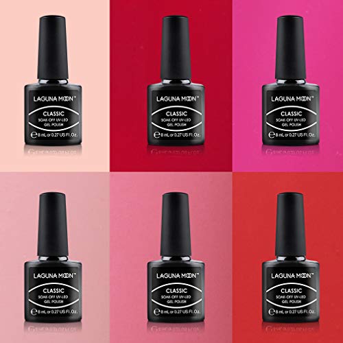 Lagunamoon Esmaltes de Uñas, Esmaltes de Gel Uñas UV LED, 6pcs Kit de Esmaltes Semipermanentes para Uñas, Set de Regalo de Uñas de Gel de Colores, Pintauñas para Manucira Profesional - 002