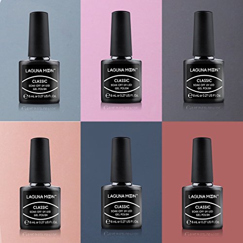 Lagunamoon Esmaltes de Uñas, Esmaltes de Gel Uñas UV LED, 6pcs Kit de Esmaltes Semipermanentes para Uñas, Set de Regalo de Uñas de Gel de Colores, Pintauñas para Manucira Profesional - 010