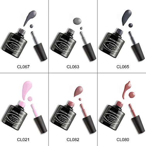 Lagunamoon Esmaltes de Uñas, Esmaltes de Gel Uñas UV LED, 6pcs Kit de Esmaltes Semipermanentes para Uñas, Set de Regalo de Uñas de Gel de Colores, Pintauñas para Manucira Profesional - 010