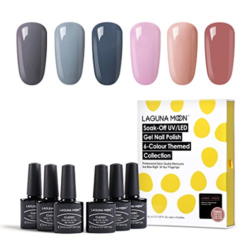 Lagunamoon Esmaltes de Uñas, Esmaltes de Gel Uñas UV LED, 6pcs Kit de Esmaltes Semipermanentes para Uñas, Set de Regalo de Uñas de Gel de Colores, Pintauñas para Manucira Profesional - 010