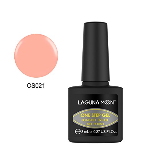 Lagunamoon Esmaltes Semipermanentes 3 in 1, Esmalte de Uñas en Gel VU LED One Step, Esmaltes de Uñas Soak Off para Manicura - Tawny Peach