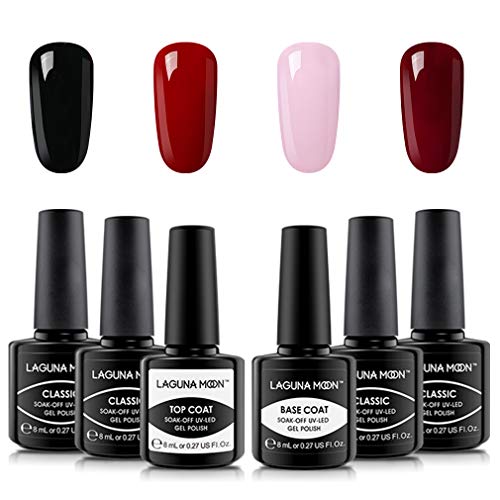 Lagunamoon Esmaltes Semipermanentes en Gel UV LED, Selección de 6 Colores Temáticos para el Día de San Valentín, Esmalte de Uñas Soak off 8ML - Historia del Amor