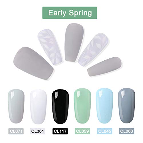 Lagunamoon Esmaltes Semipermanentes en Gel UV LED, Selección de 6 Colores Temáticos para la Primavera, Esmalte de Uñas Soak off 8ML - Principios de primavera