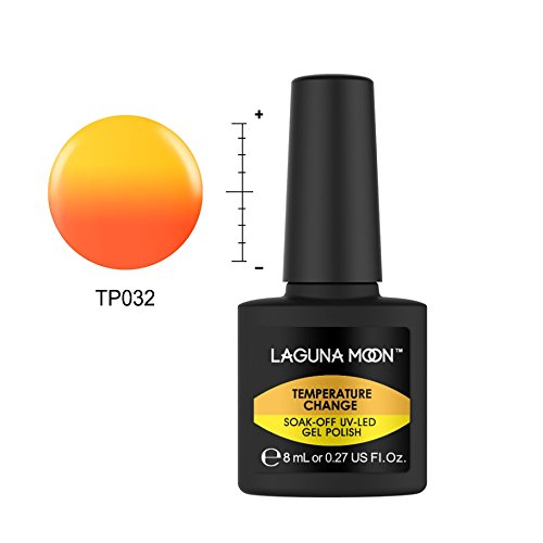 Lagunamoon Esmaltes Semipermanentes, Uñas de gel UV LED Camaleón Cambia de Color con la Temperatura, Pintauñas Semipermanentes para Manicura y Pedicura -Puesta de sol naranja