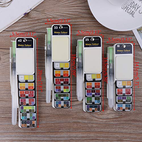 lailongp plegable fächerförmiger einfarbiger Juego de pintura, Acuarela pigmento con tragbarem Pincel de Pen Kit de, tipo Portable Supplies (42 colores)