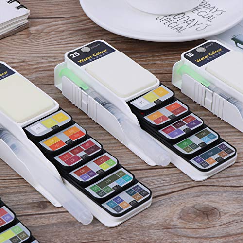 lailongp plegable fächerförmiger einfarbiger Juego de pintura, Acuarela pigmento con tragbarem Pincel de Pen Kit de, tipo Portable Supplies (42 colores)