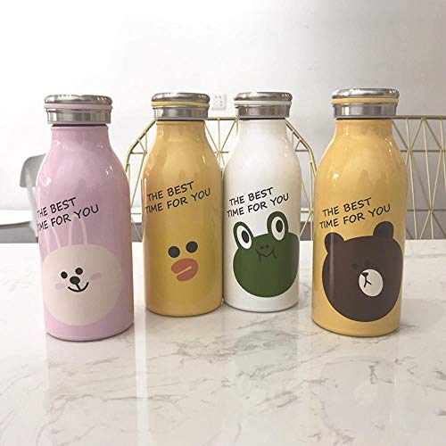 LALLing Creativo Lindo Femenino portátil literario Taza de Agua Dulce Taza Estudiante de Acero Inoxidable de Dibujos Animados Mini Personalidad Gran Copa del Vientre